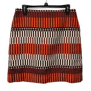 Ann Taylor Skirt Textured Lined Colorful Stripe Pencil A Line Back Zipper